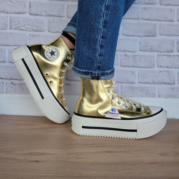 ⭐Chuck Taylor All Star Lift Double Stack Gold 12 Women's Shoes Sneakers A15164C - Picture 4 of 12